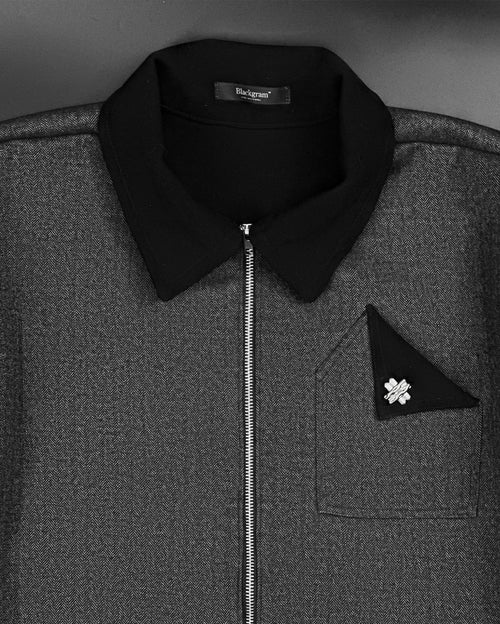 Blackgram Zippered Herringbone Jacket