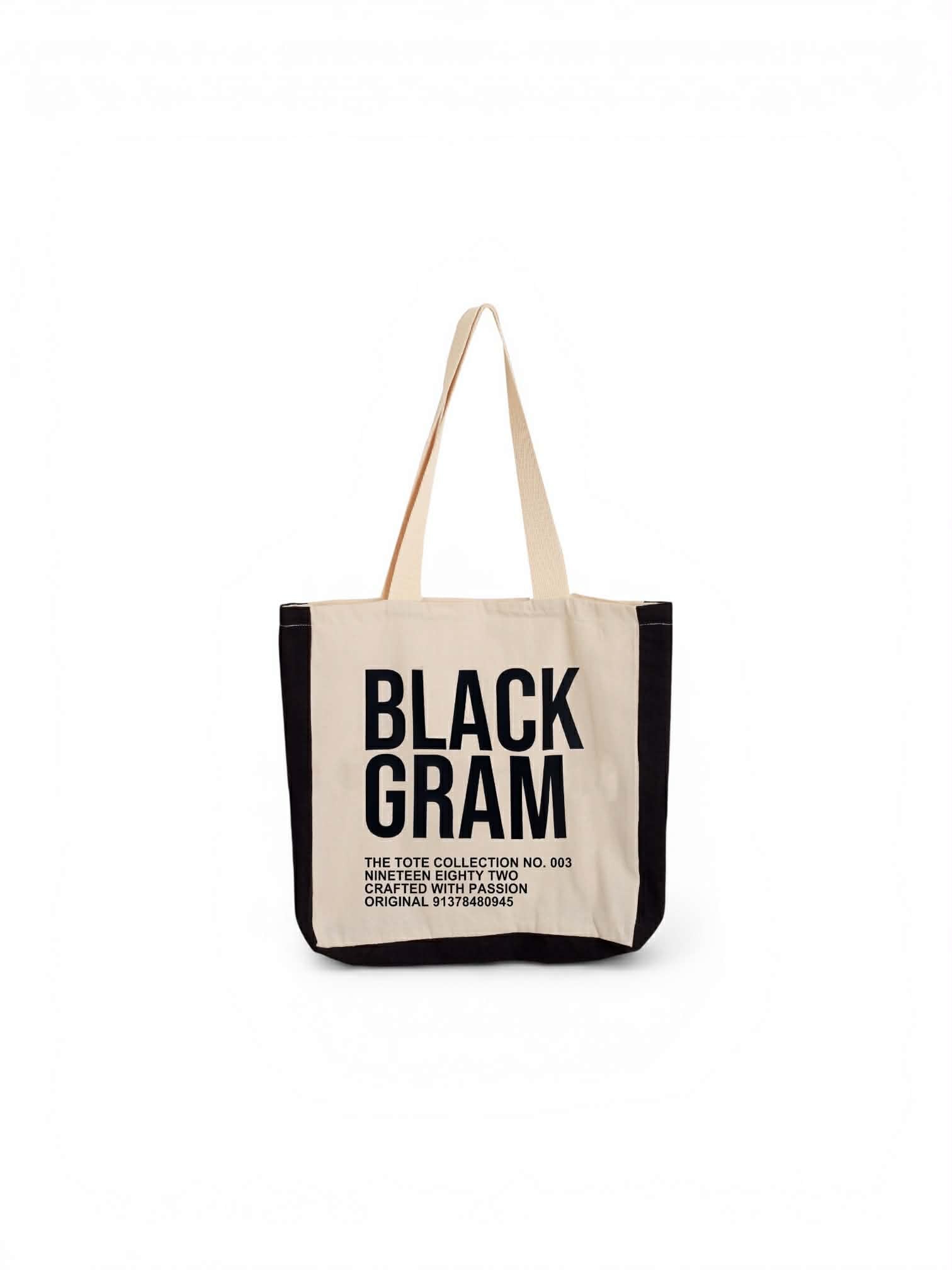 Blackgram Open Top Canvas Tote Bag Bold Print