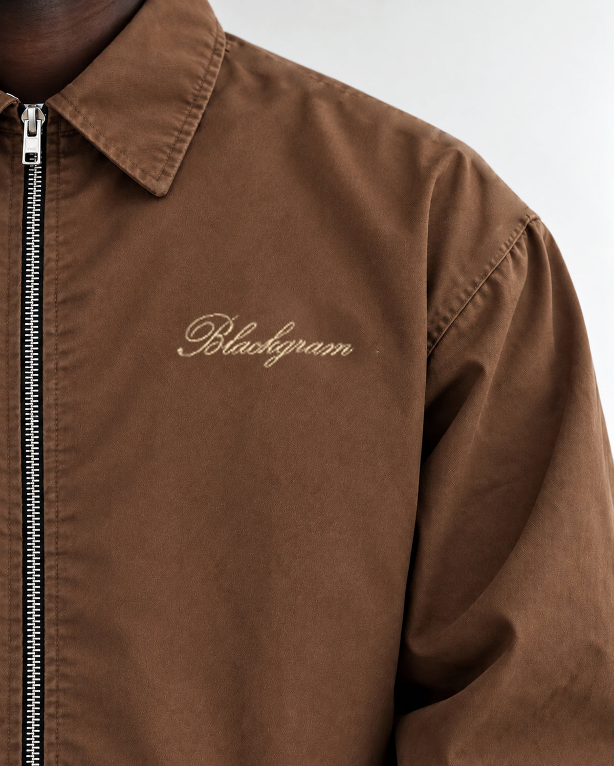 Blackgram Embroidered Zippered Long Sleeve - Mocha