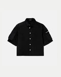 Button Down Cropped Boxy Shirt Sleeve Pocket