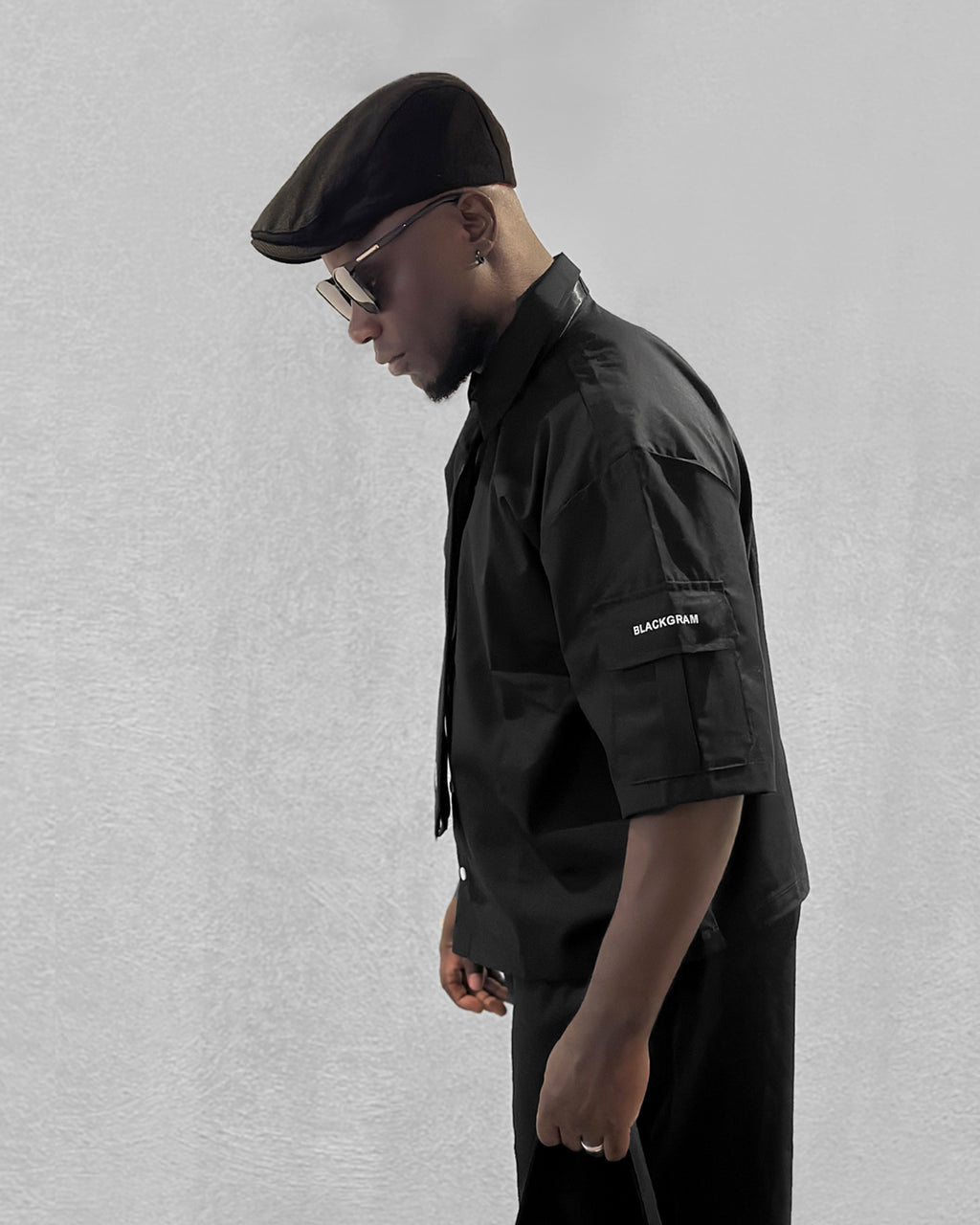 Button Down Cropped Boxy Shirt Sleeve Pocket