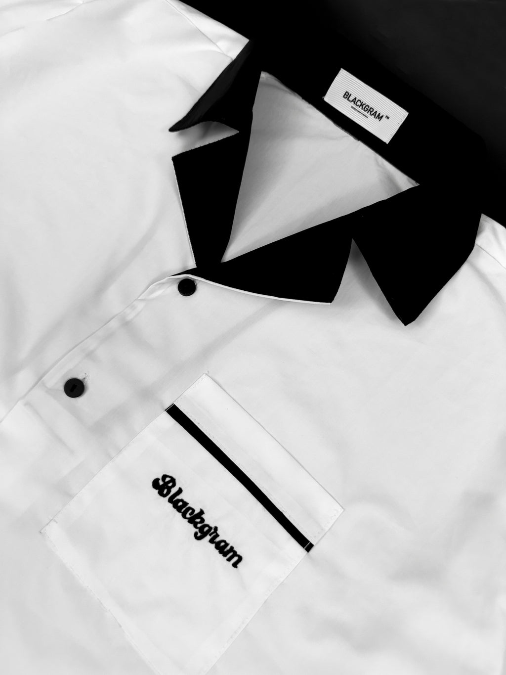 Minimal Work Shirt in White/Black | Embroidered Logo