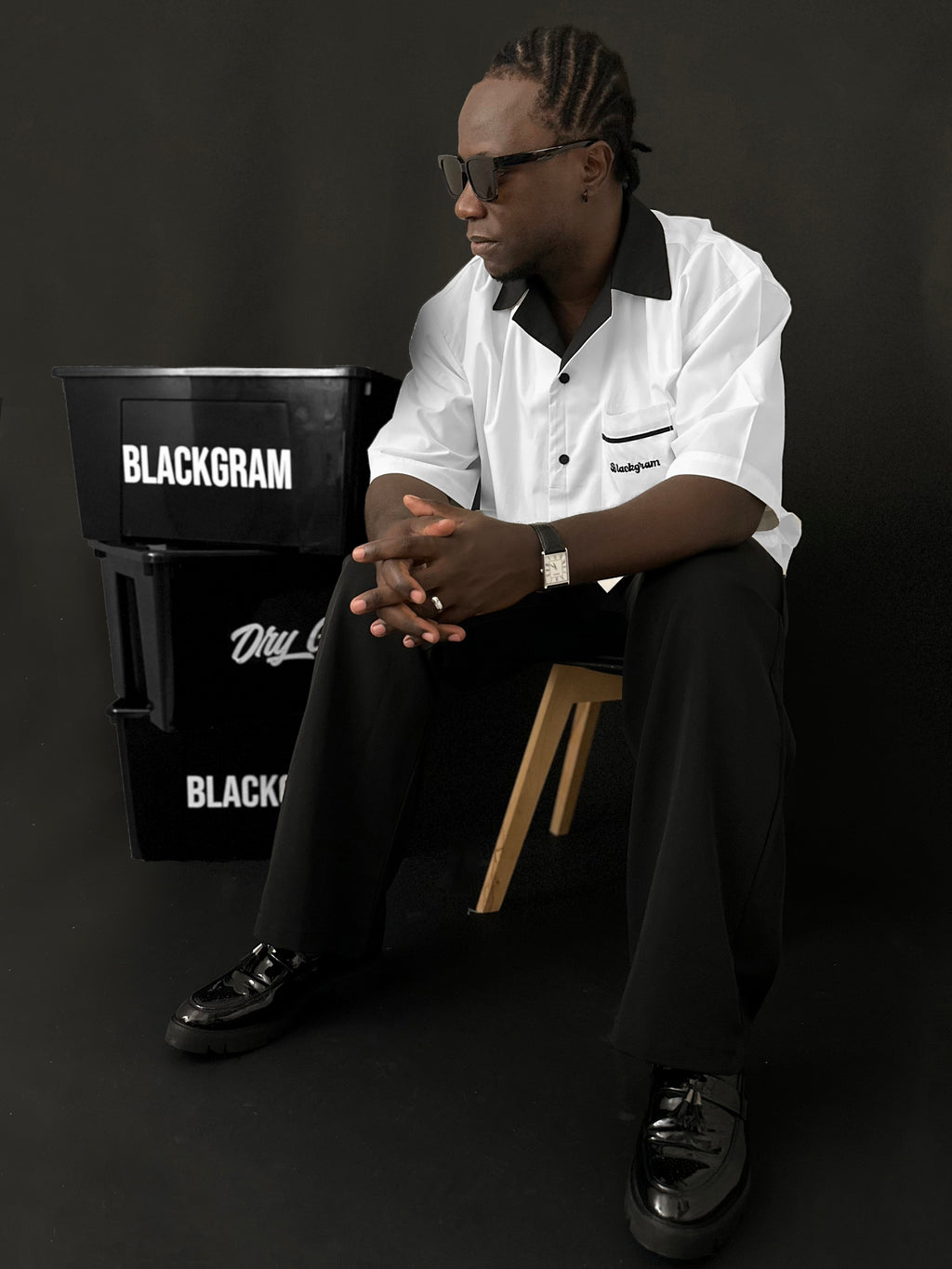 Minimal Work Shirt in White/Black | Embroidered Logo