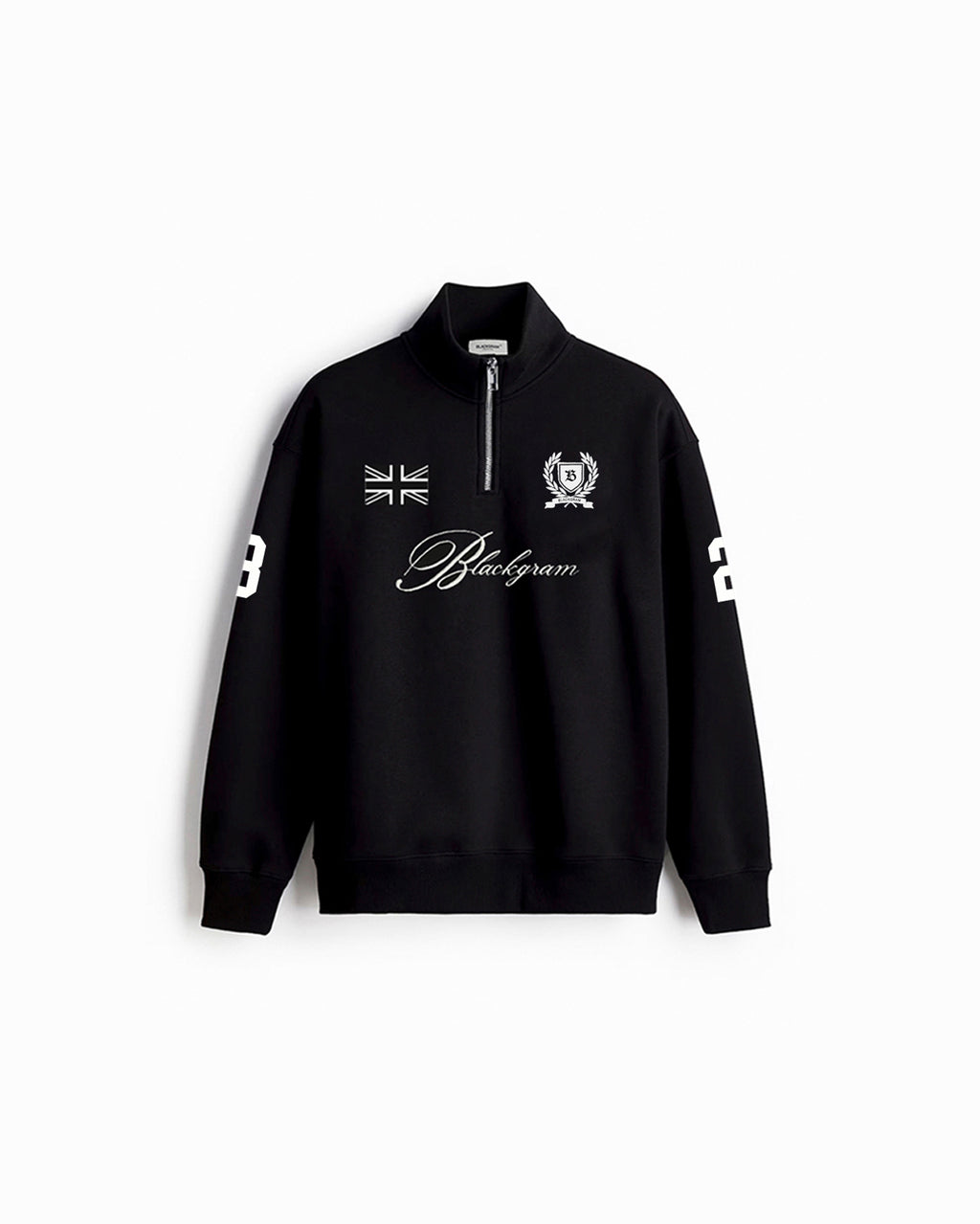 Blackgram Embroidered Alphanumeric Half Zip Sweatshirt