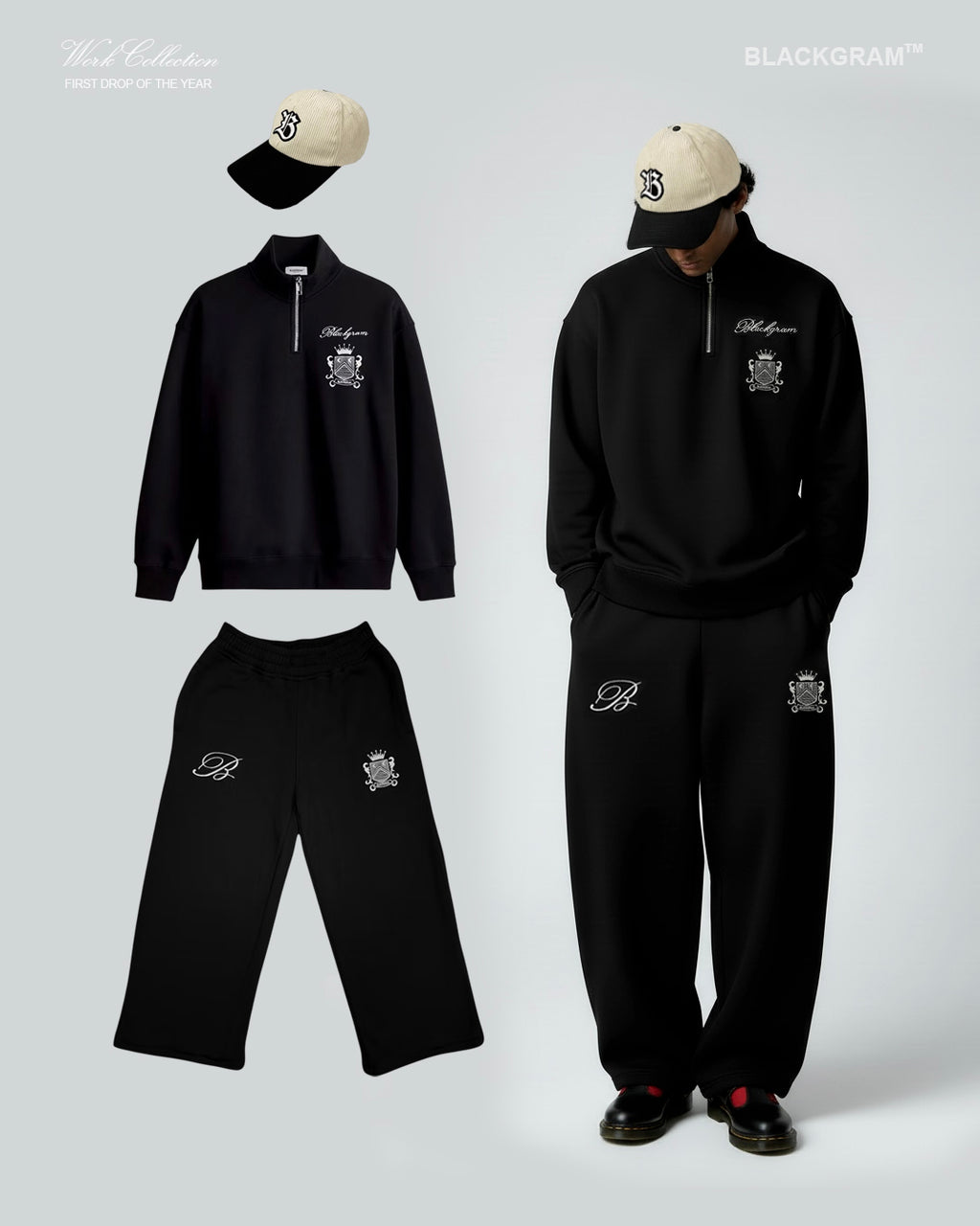 Blackgram Embroidered Half Zip Sweatshirt