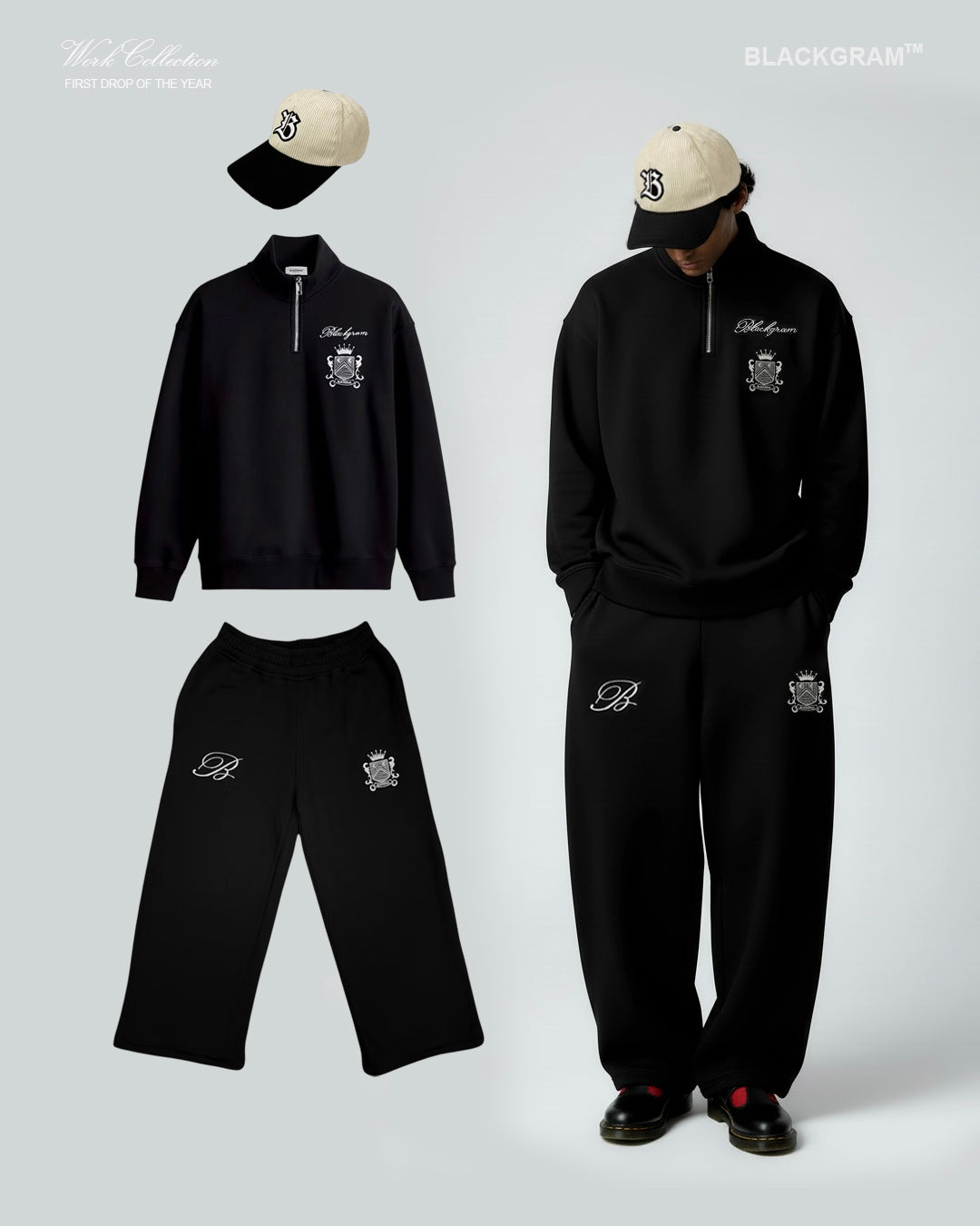 Blackgram Embroidered Half Zip Sweatshirt