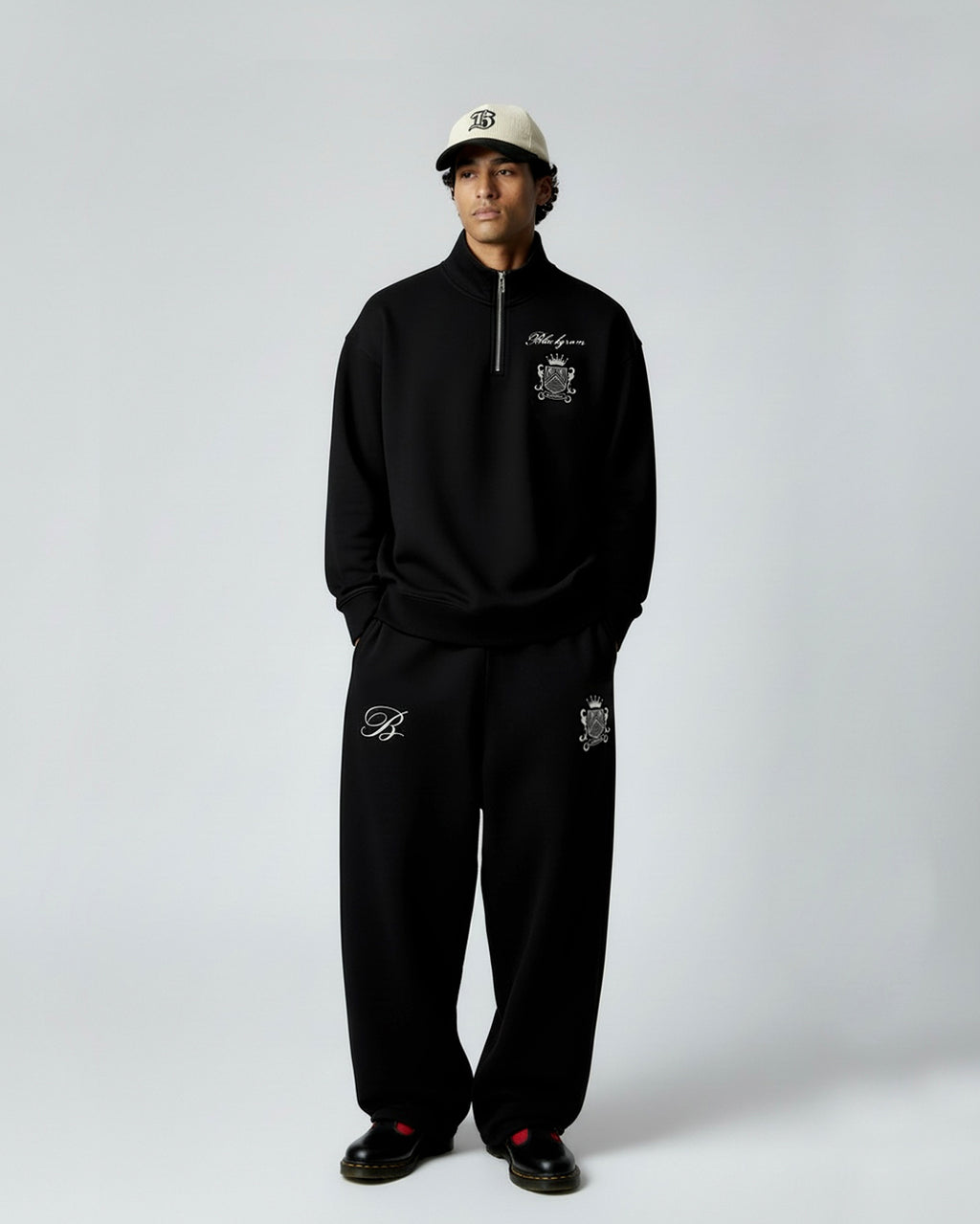 Blackgram Embroidered Half Zip Sweatshirt