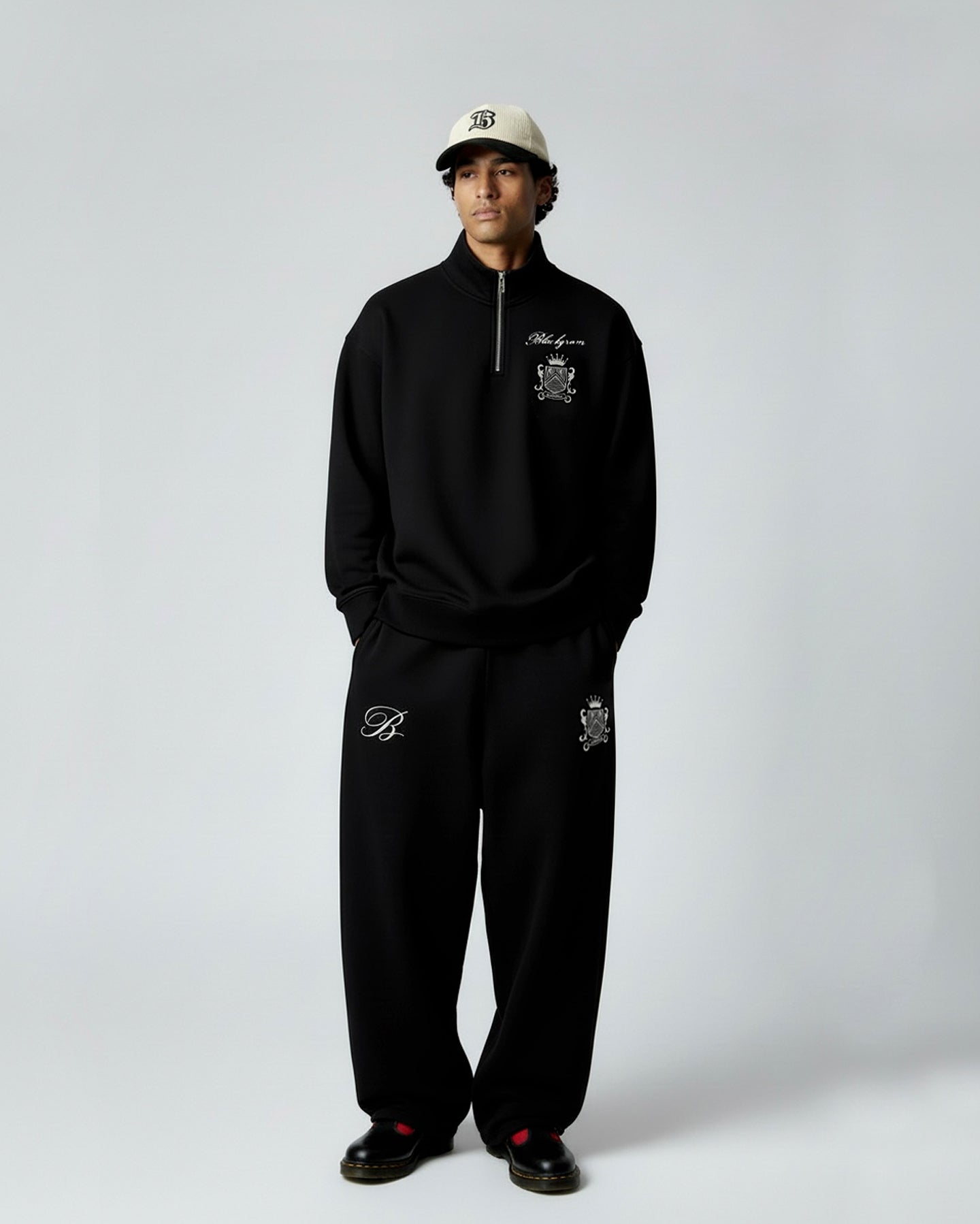Blackgram Embroidered Half Zip Sweatshirt