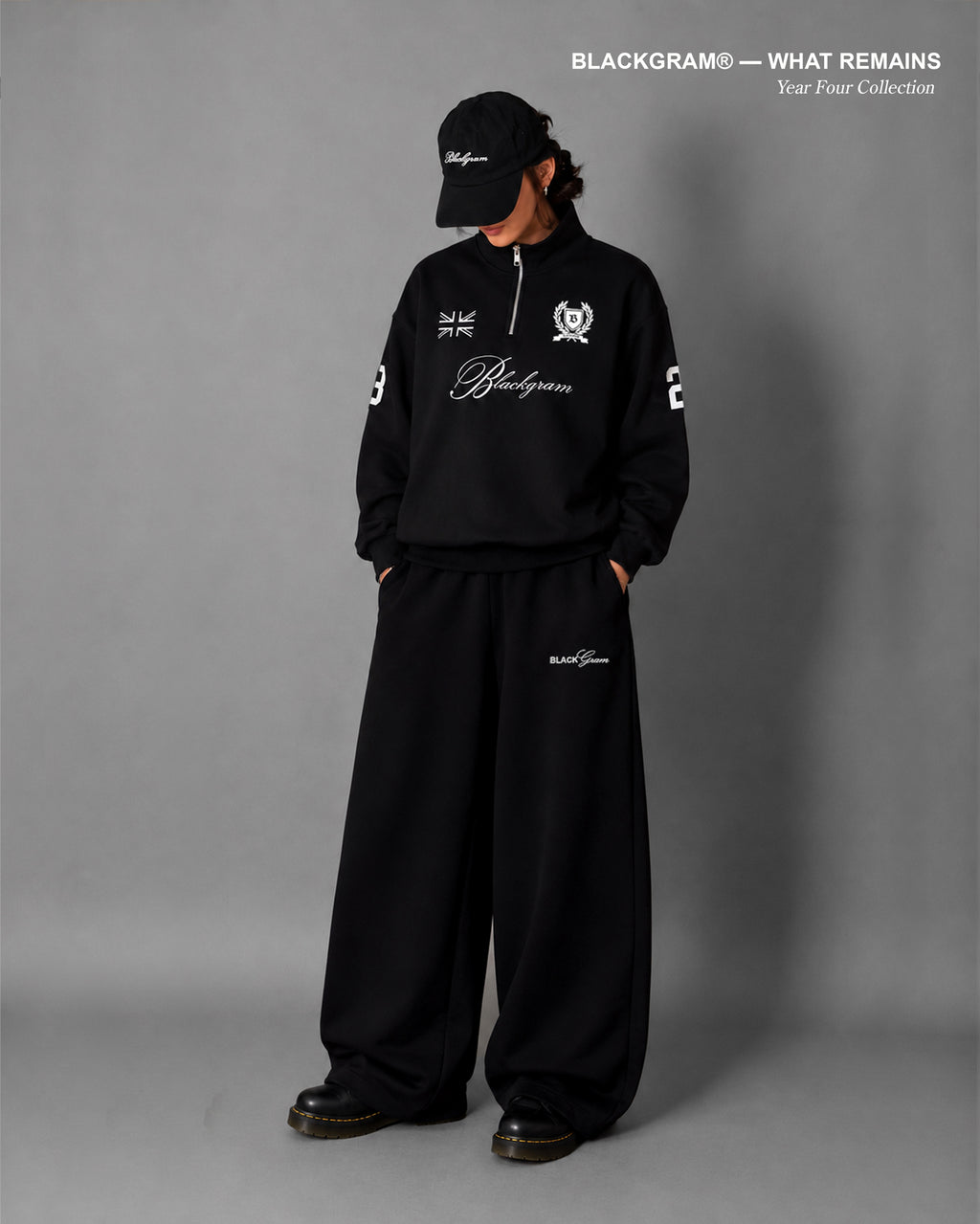 Blackgram Embroidered Alphanumeric Half Zip Sweatshirt