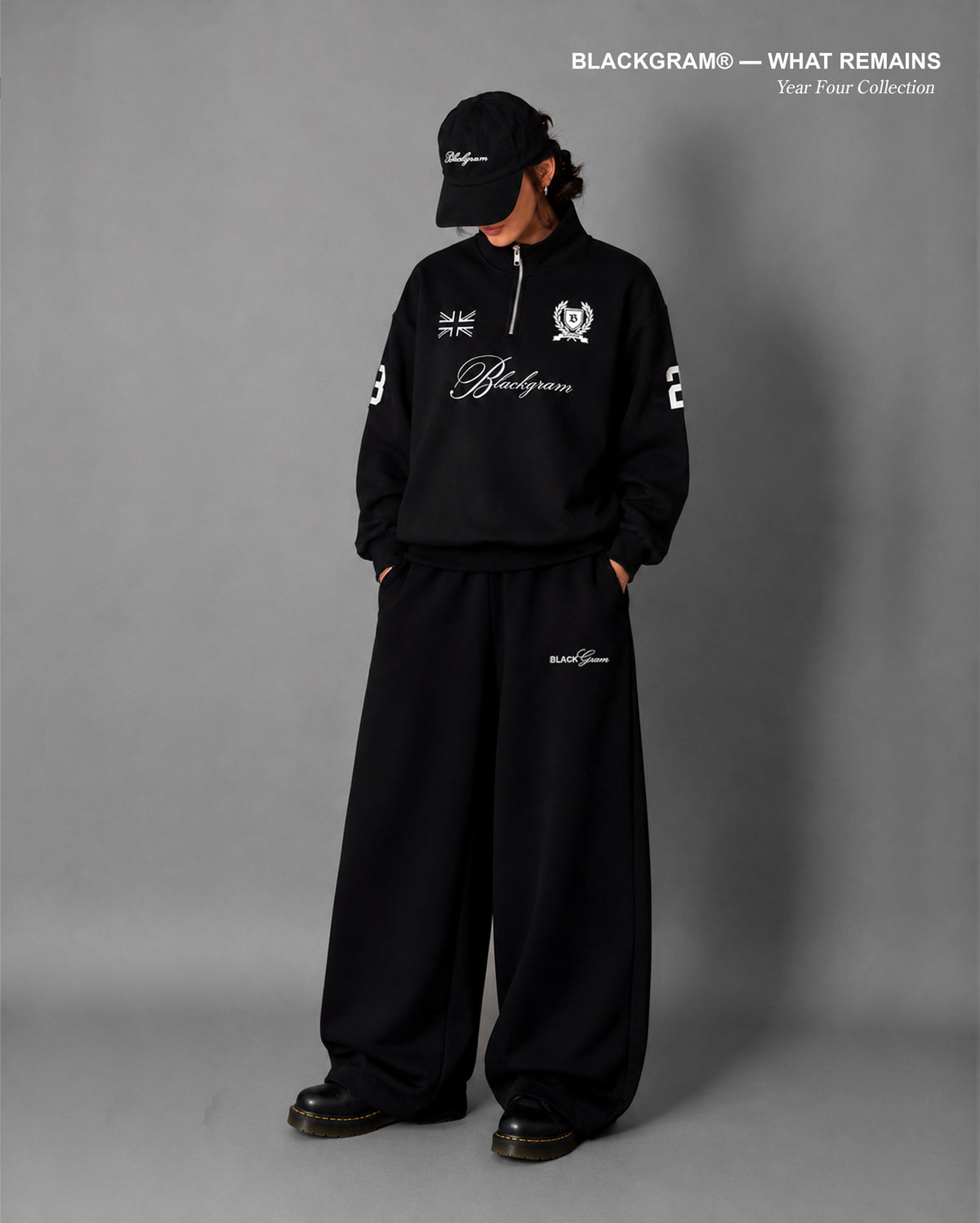 Blackgram Embroidered Alphanumeric Half Zip Sweatshirt