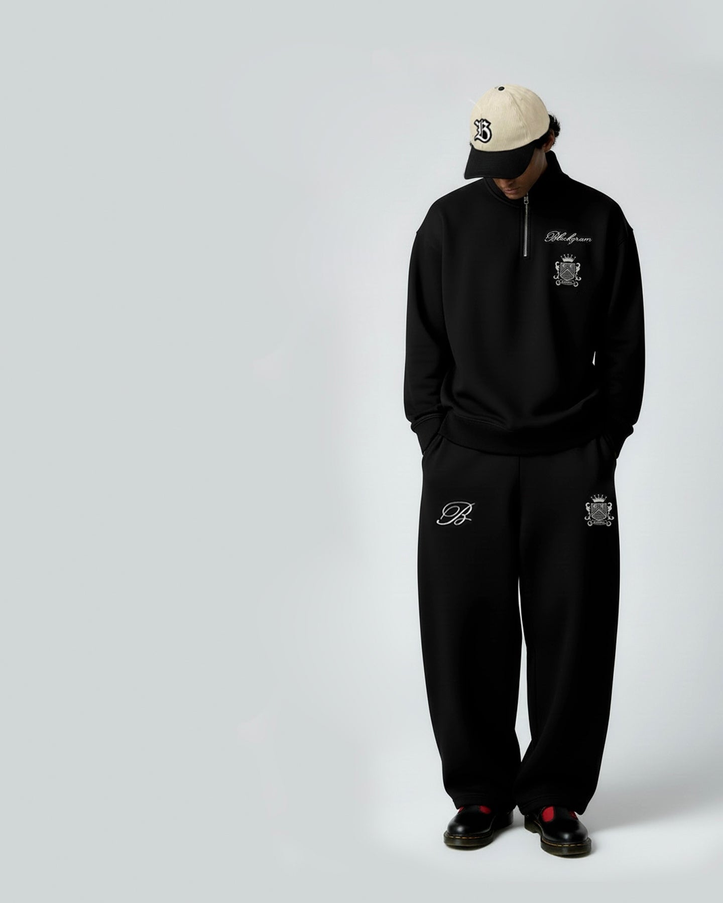 Blackgram Embroidered Half Zip Sweatshirt