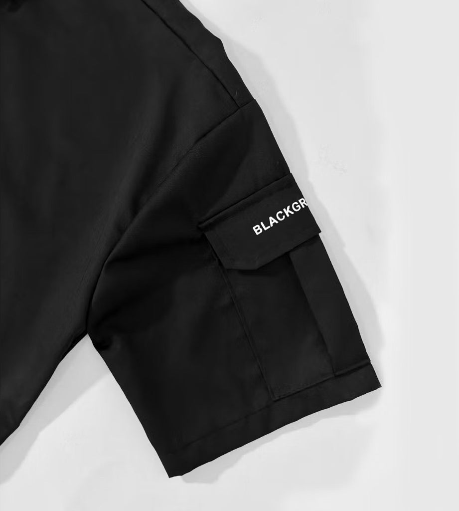 Button Down Cropped Boxy Shirt Sleeve Pocket