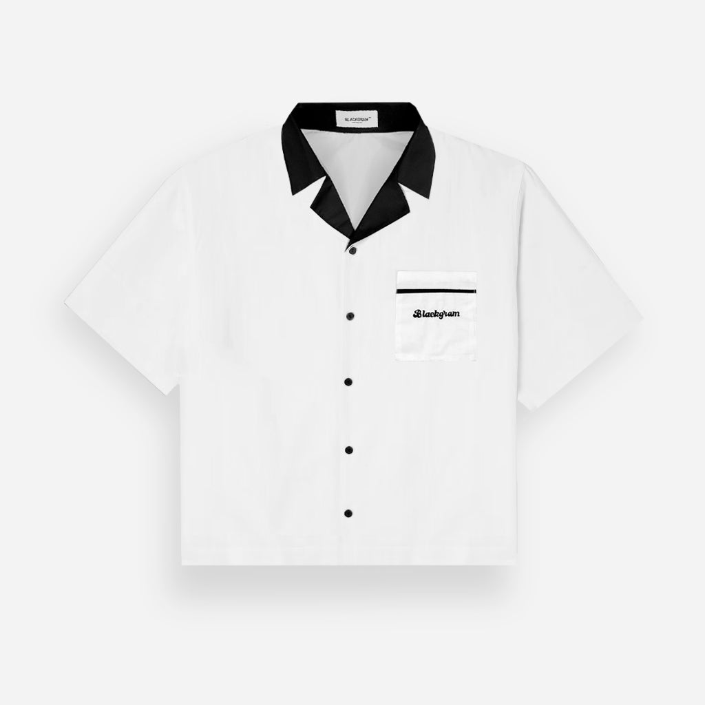 Minimal Work Shirt in White/Black | Embroidered Logo