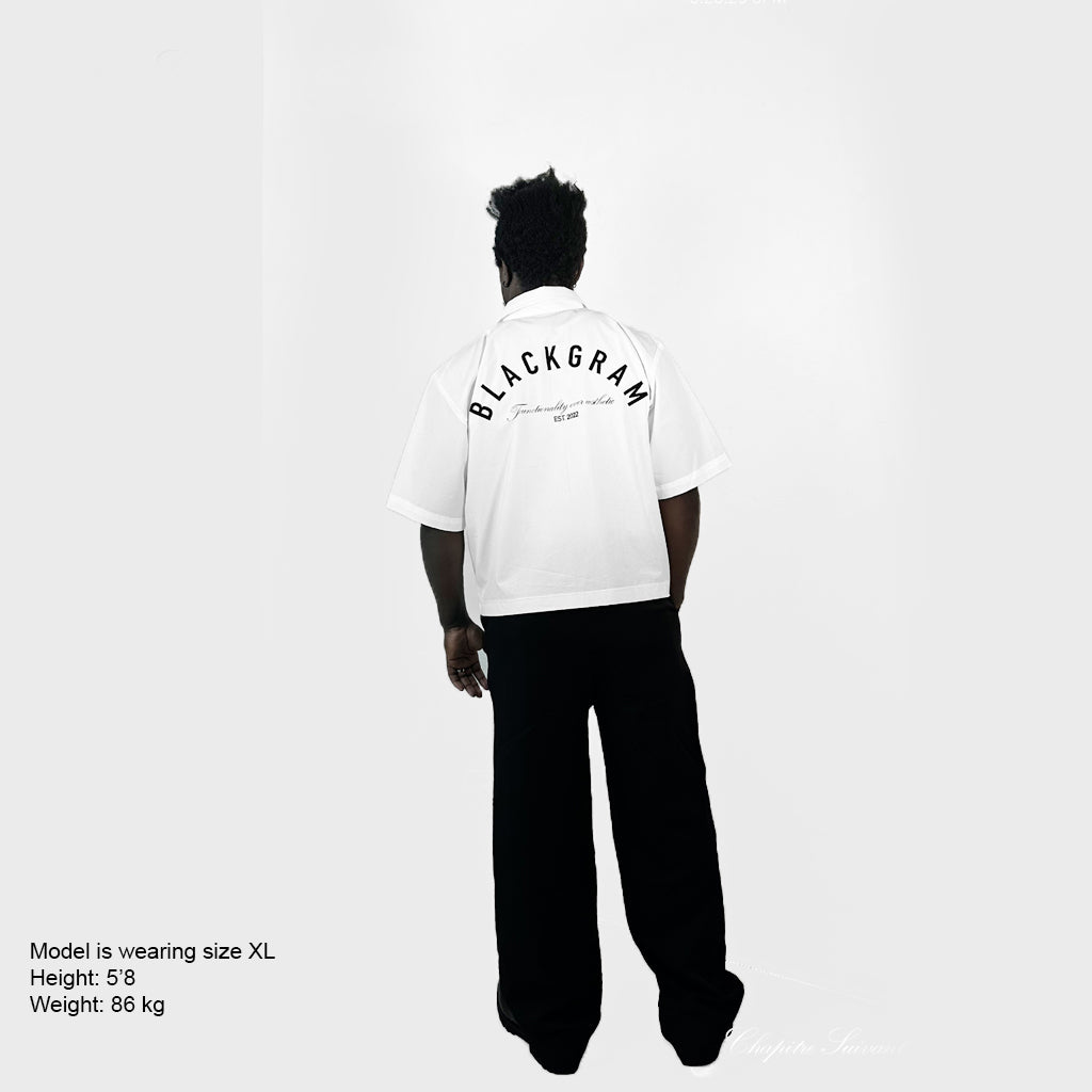 Utility Boxy Cropped Work Shirt in White
