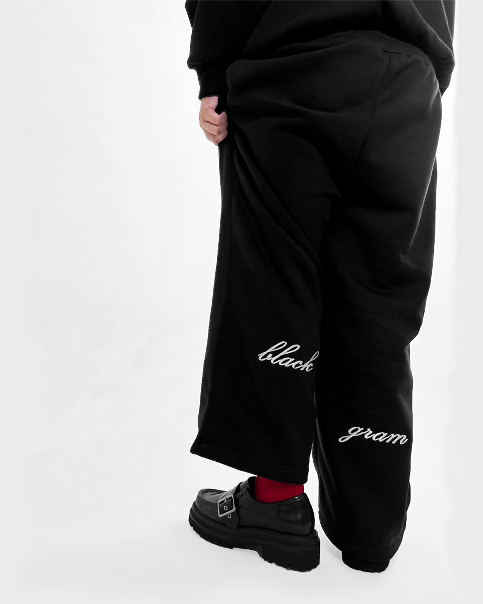 Embroidered Script Wide Leg Sweatpants