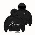 Boxy Cropped Script Print Hoodie