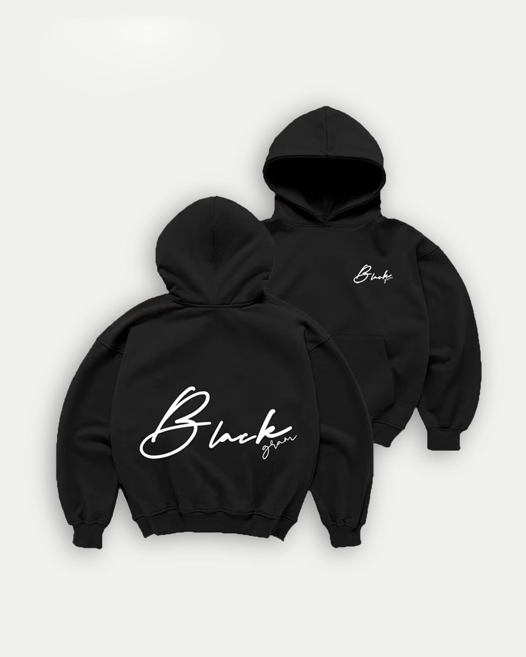 Boxy Cropped Script Print Hoodie