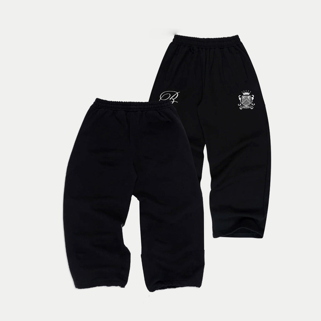 Embroidered Patch Wide Leg Sweatpants