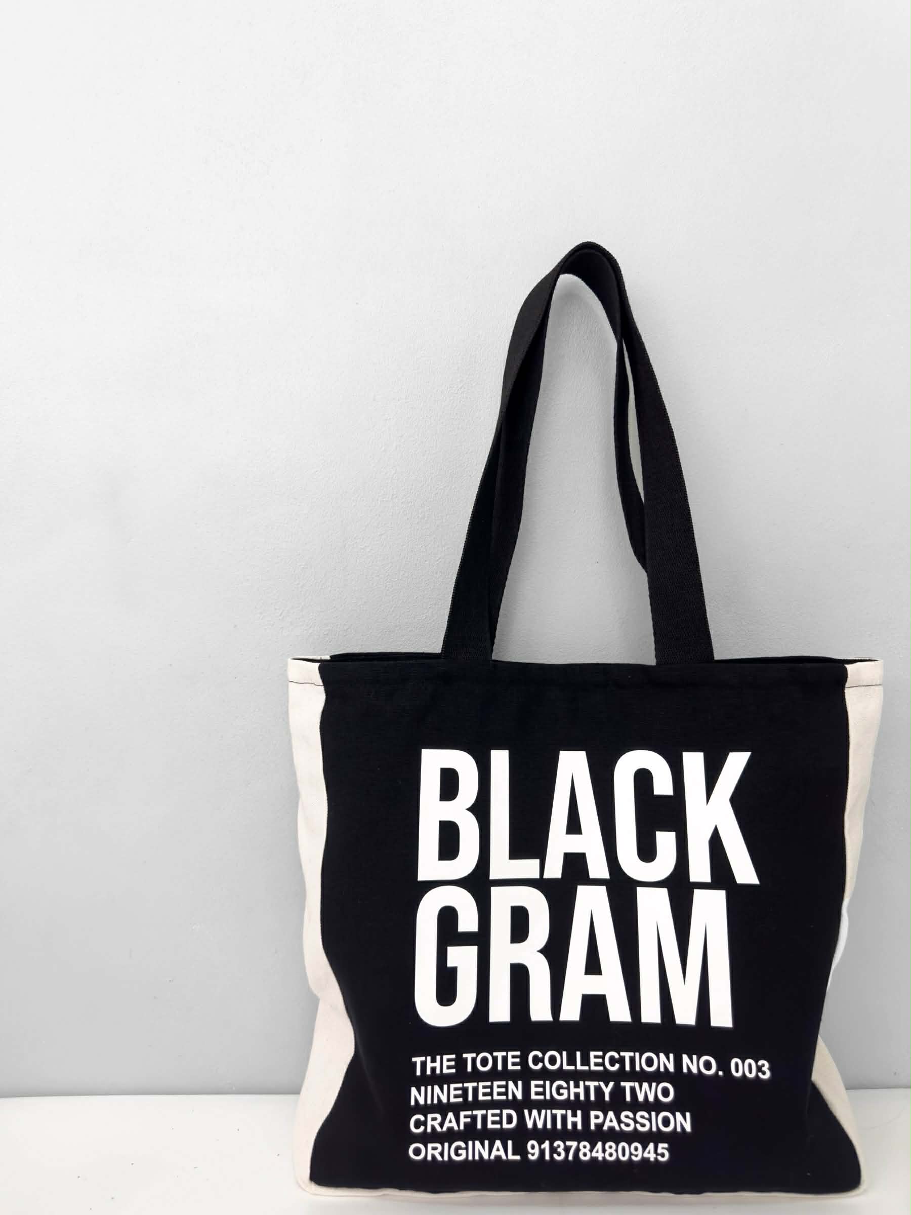 Blackgram Open Top Canvas Tote Bag Bold Print