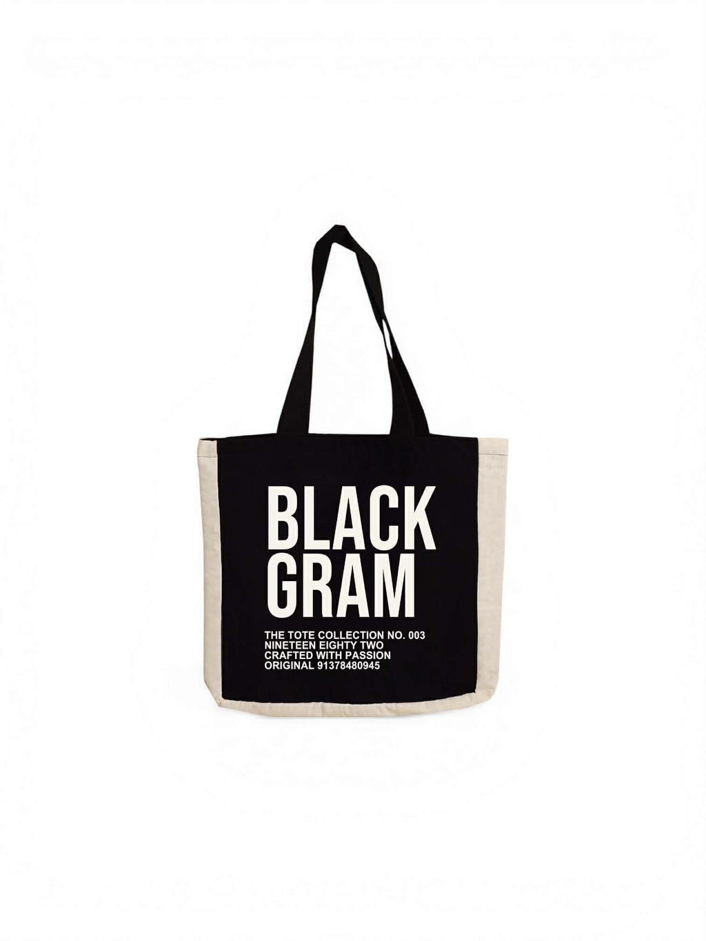 Blackgram Open Top Canvas Tote Bag Bold Print