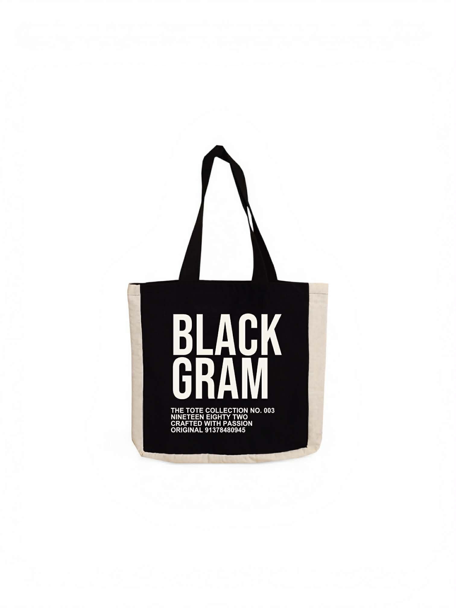 Blackgram Open Top Canvas Tote Bag Bold Print